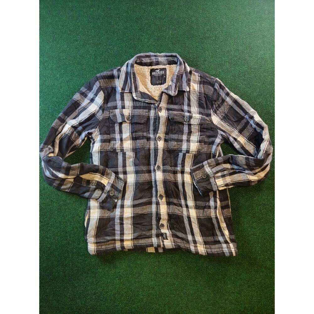 Hollister Men's Size Small Sherpa Lined Plaid Flannel Shirt Jacket